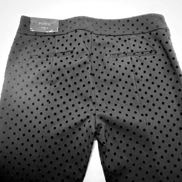 Ann Taylor Ponte Ankle Pants Black Slim Stretch Flocked Dot 10 Minimalist - Picture 4 of 14